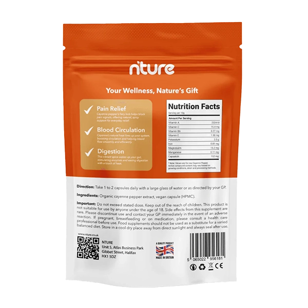 NTURE 1000mg Cayenne Pepper Capsules - 60 Caps
