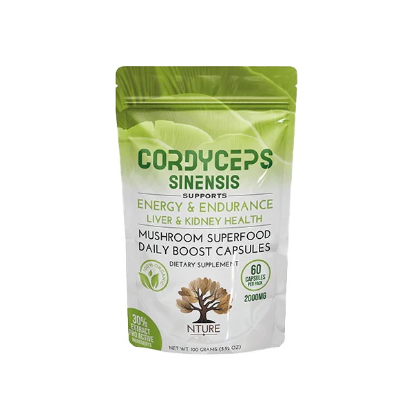 NTURE 2000mg  Cordyceps Sinensis Mushroom Capsules - 60 Caps