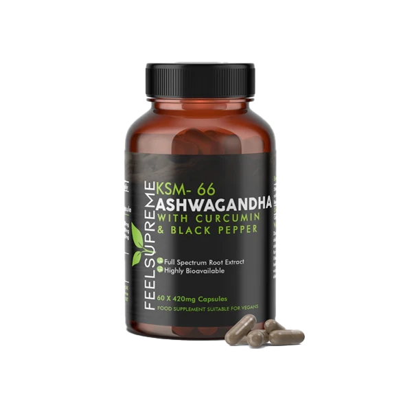 Feel Supreme 25200mg KSM66 Ashwagandha With Curcumin Capsules - 60 Caps